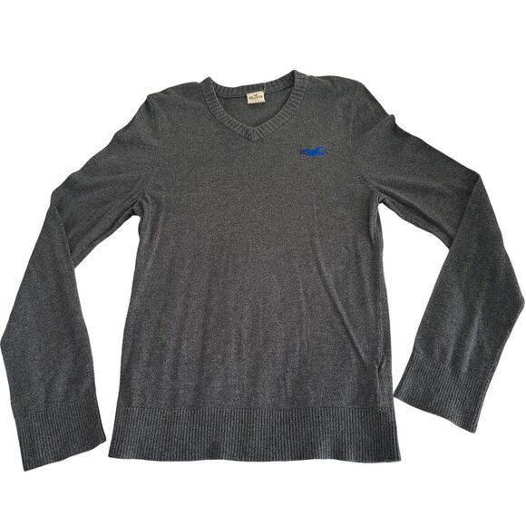 Hollister California Pullover Lightweight Sweatshirt Men Size Large Gray V Neck - Picture 1 of 4